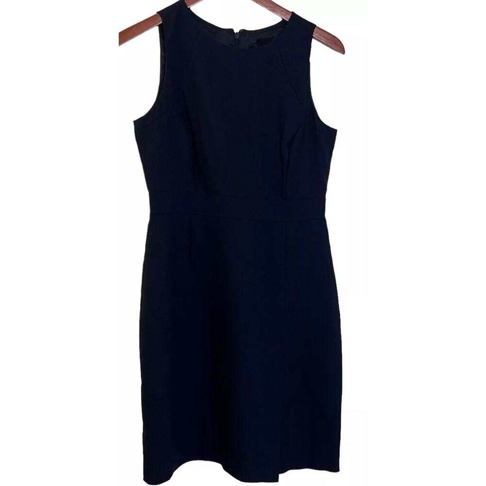 J. Crew 6P Petite Dress Super 120s Wool Black Sheath Sleeveless Lined